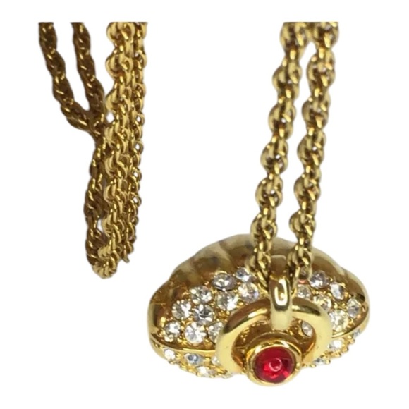 Vintage Gold Rope Pave Crystal Heart Pendant 26” Gold Chain Necklace Joan Rivers - Picture 3 of 8